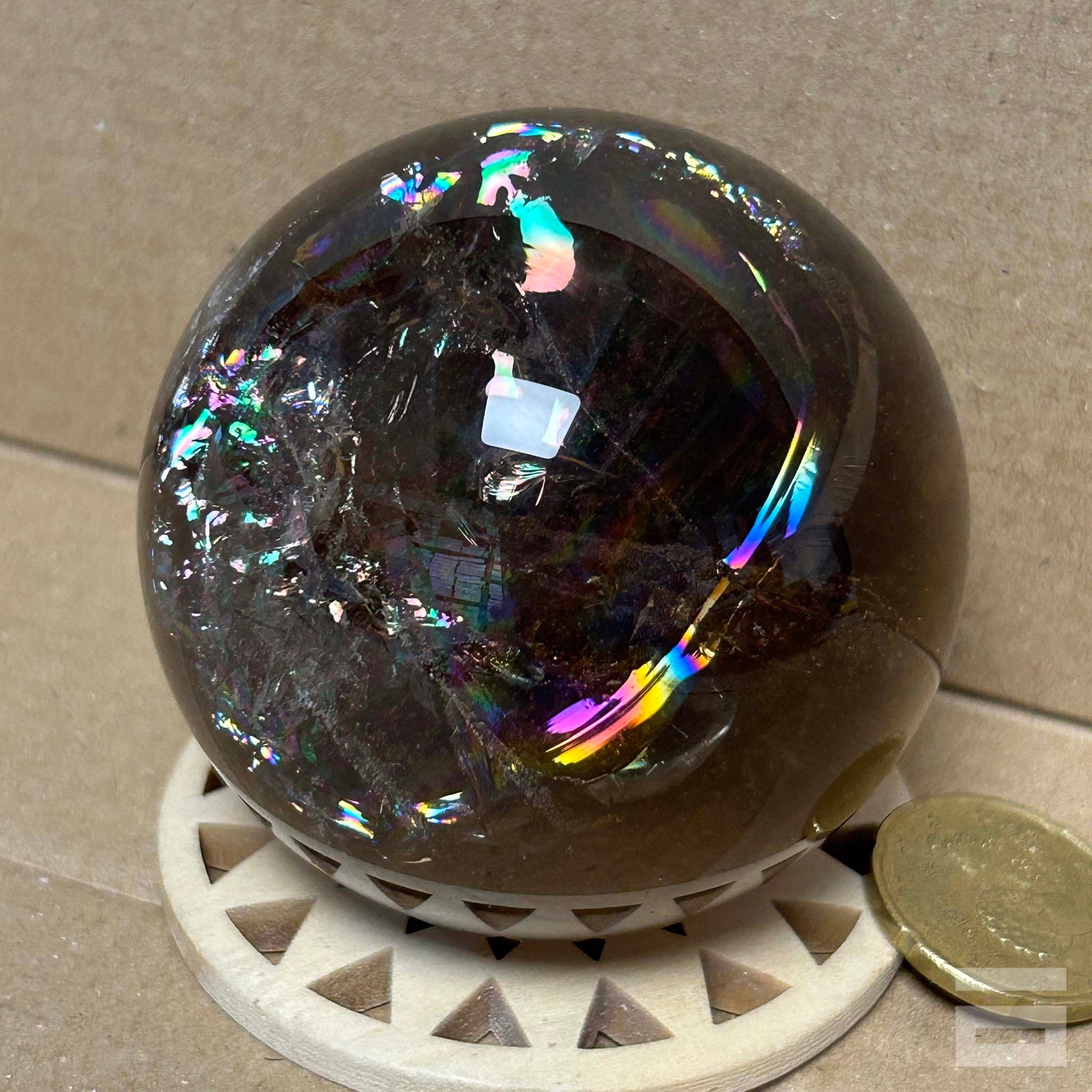 Esfera de Cuarzo ahumado con arcoíris