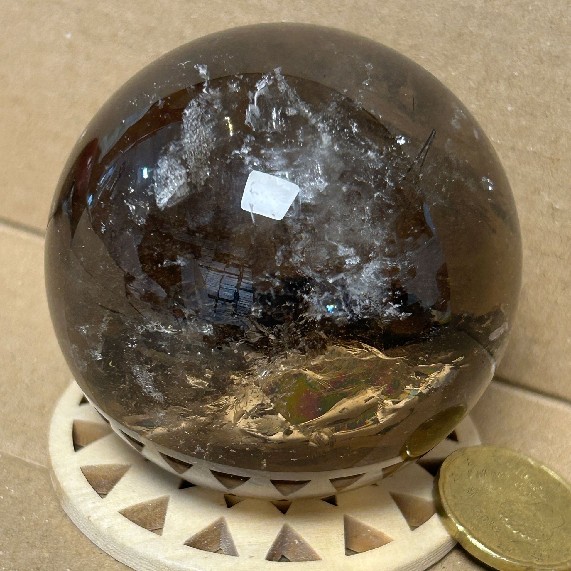 Esfera de Cuarzo ahumado con arcoíris
