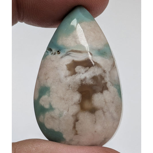 Cabujón Ágata flor verde