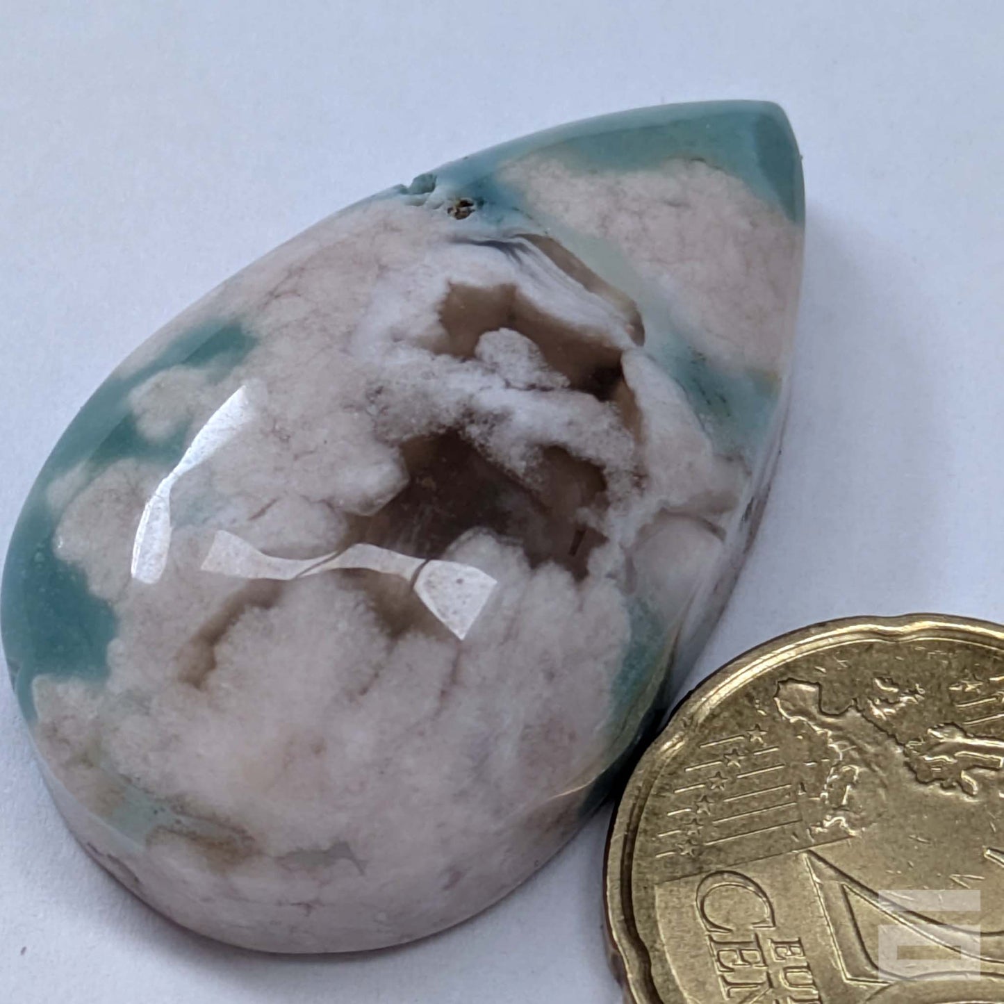 Cabujón Ágata flor verde