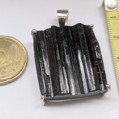 Colgante plata de turmalina negra