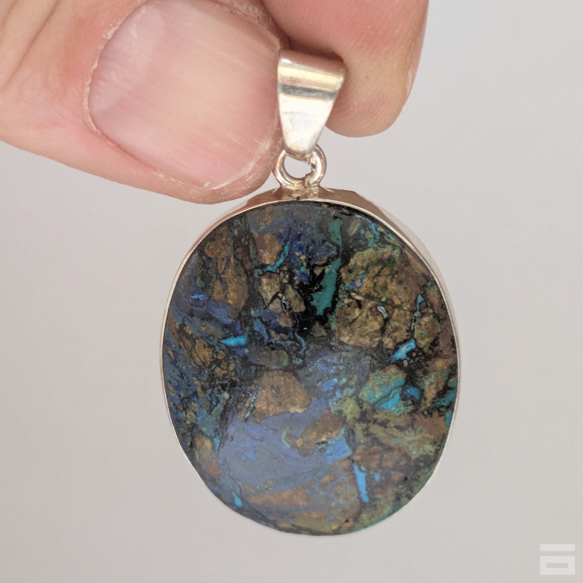 Colgante plata de Azurita y Malaquita