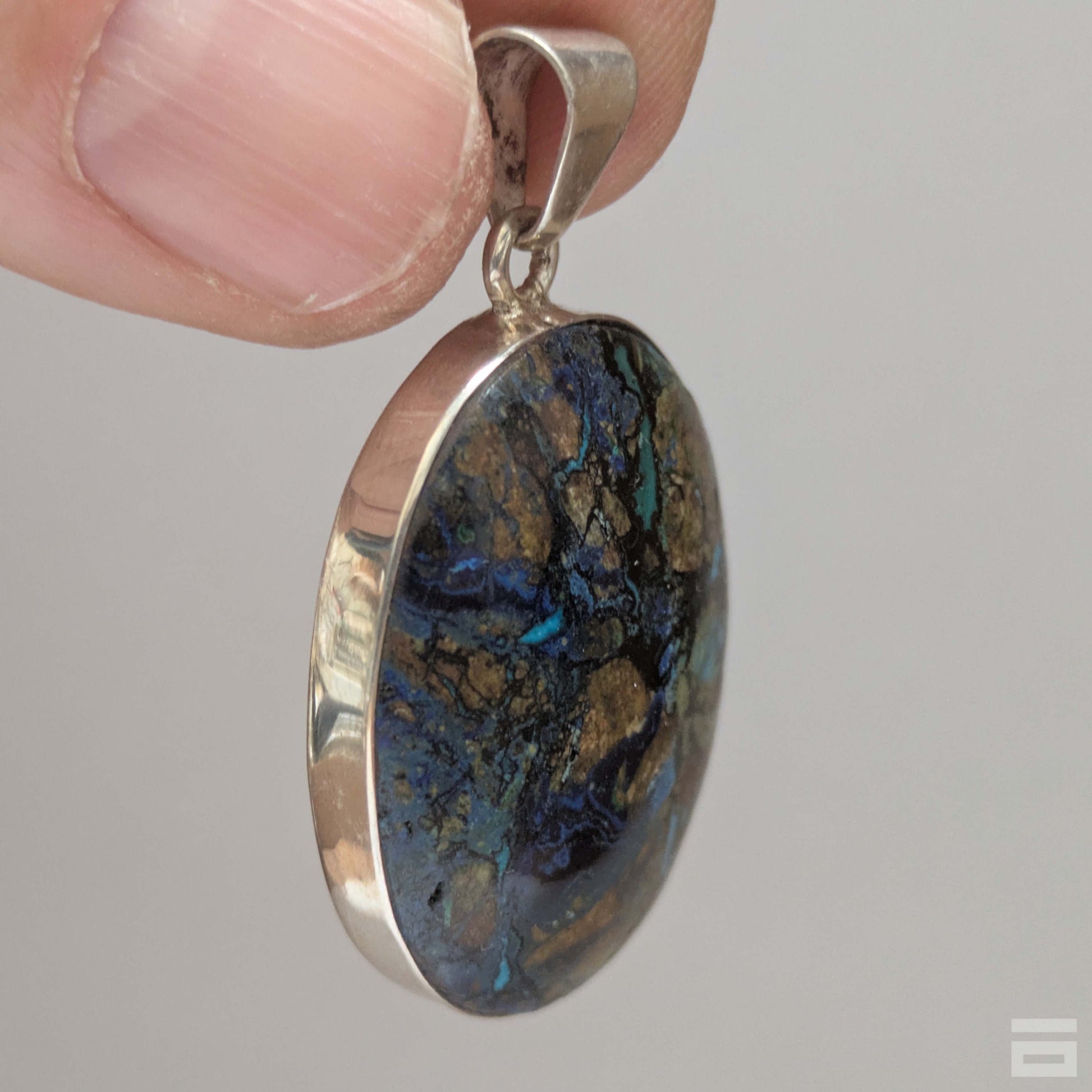 Colgante plata de Azurita y Malaquita