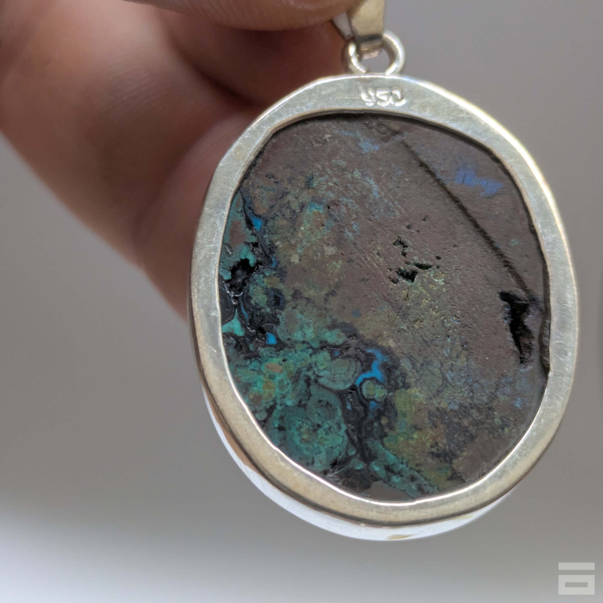 Colgante plata de Azurita y Malaquita