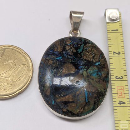 Colgante plata de Azurita y Malaquita