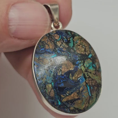 Colgante plata de Azurita y Malaquita