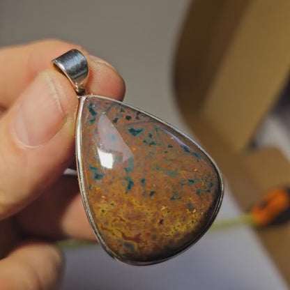 Colgante plata de Jaspe océano